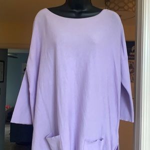 Lilly Pulitzer lilac cotton blend light weight sweater with front pockets
